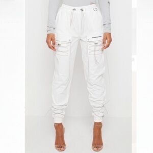 Maniere De Voir Cargo Pants With Bungee Cord White